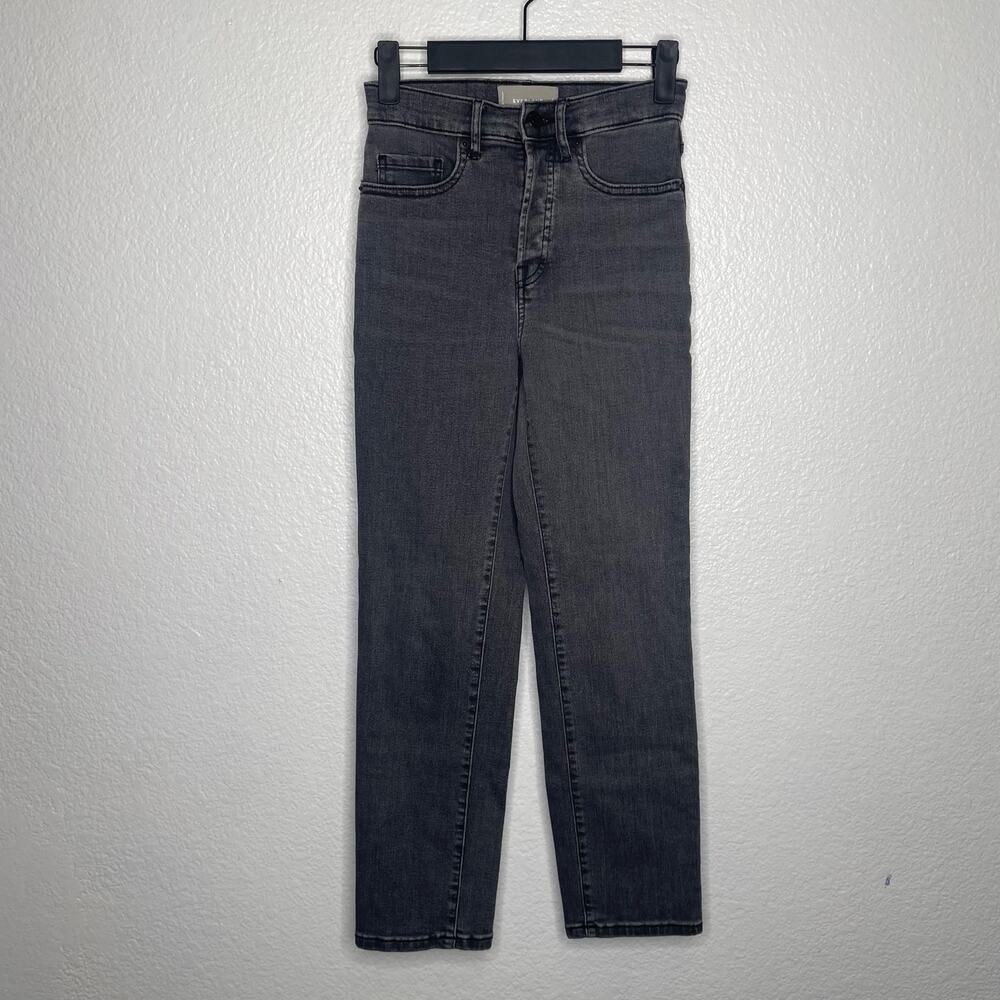 Everlane Womens Jeans Size 25 Gray High Rise Slim Straight Ankle Dark Wash Denim
